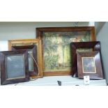 Six late Victorian maple and rosewood veneered picture frames largest 18'' x 14'' TOS9