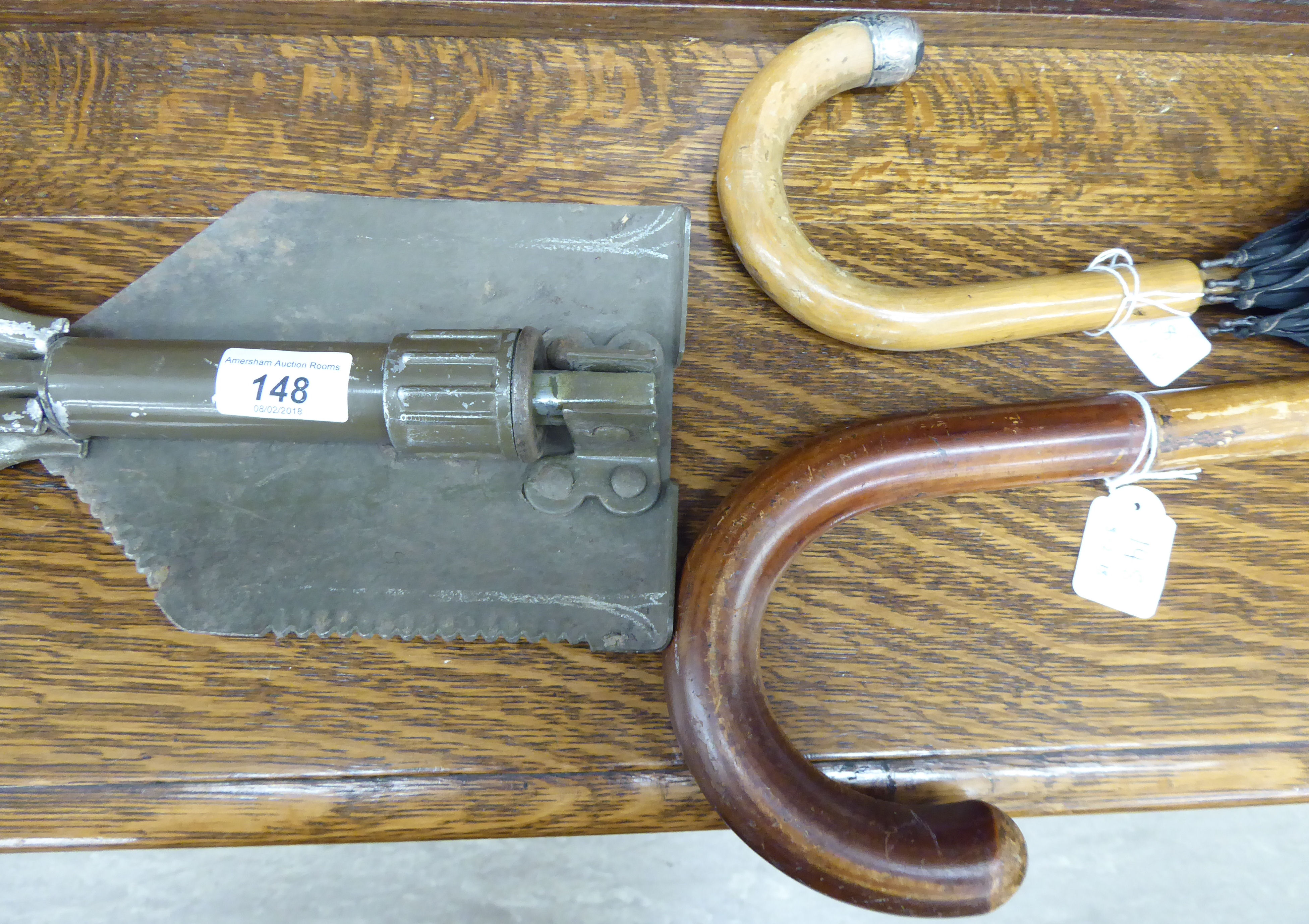 Two early 20thC umbrellas with crook handles; - Image 2 of 2