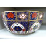 A Royal Crown Derby style china fruit bowl of octagonal form,