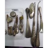 Silver items: to include button hooks;