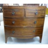 An early 19thC mahogany bow front dressing chest with two short/two long drawers,