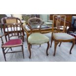 Chairs: to include a late 19thC Dutch marquetry inlaid walnut bedroom chair,