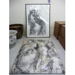 C Joy Flesschmann - two nude studies watercolours one bearing a signature 30'' x 24'' & 27'' x