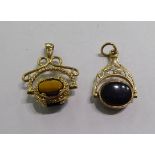 Two 9ct gold swivel fob seals,