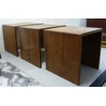 A nesting set of three mid 20thC boarded teak occasional tables largest 16''h 17''w BSR