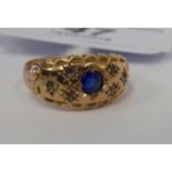 An 'antique' 9ct gold sapphire and diamond ring 11