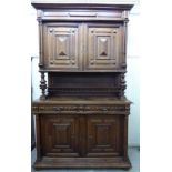 An early 20thC French mahogany buffet with a moulded cornice and a pair of doors,