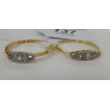 Two similar 'antique' 9ct gold diamond set rings 11