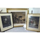 Three 19thC engravings: to include a portrait 13'' x 20'',
