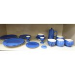 Moorcroft Burslem speckled blue glazed pottery breakfastware: to include a small coffee pot