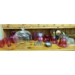 A mixed lot: to include a cranberry glass beaker,