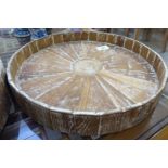 A modern limed fruitwood wheel design tray 16.