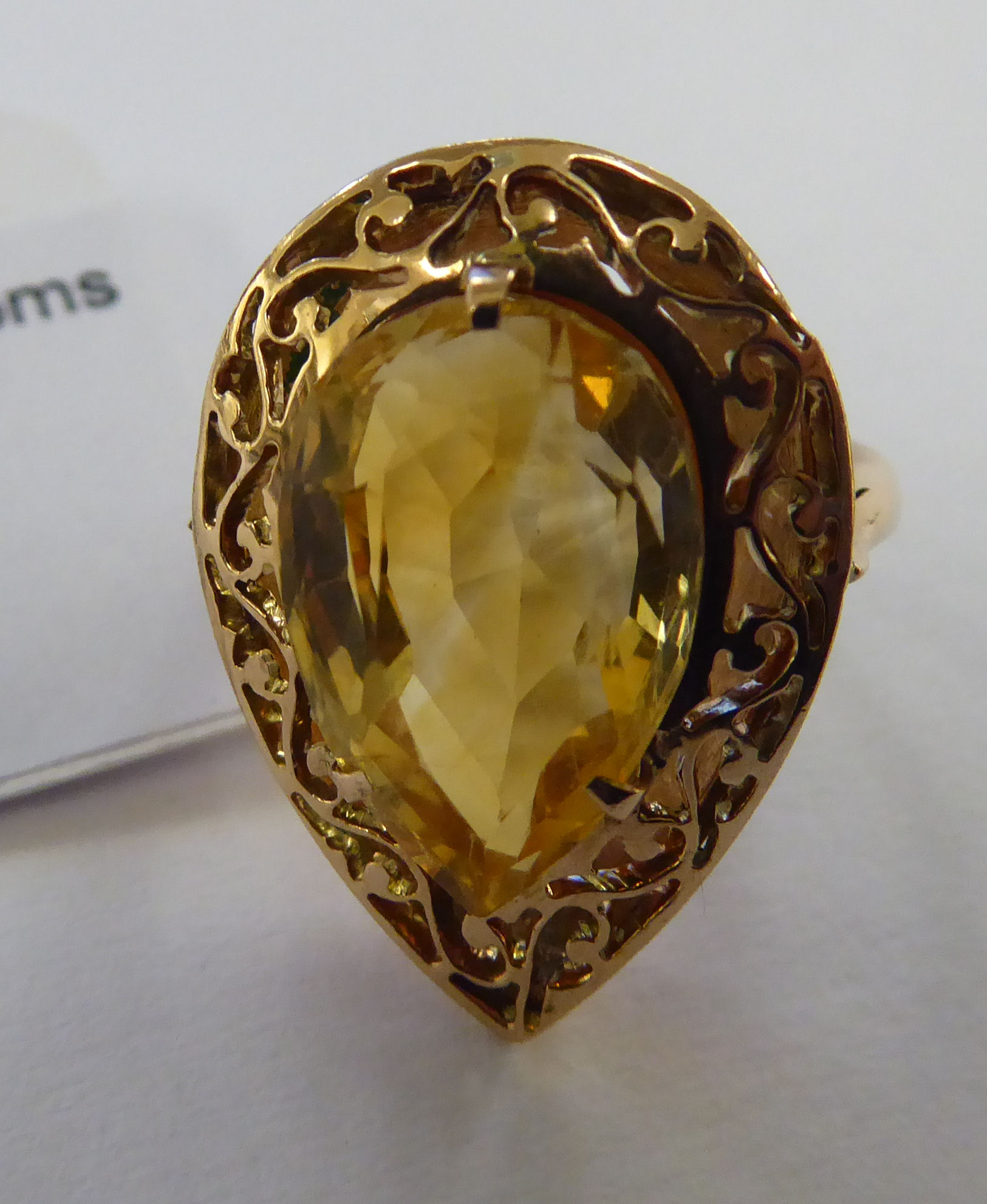 A 14ct gold citrine set dress ring 11