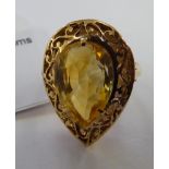 A 14ct gold citrine set dress ring 11
