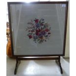 Small furniture: to include a 1930s oak framed firescreen,