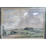 RW Aldridge - a landscape with a farmstead and cottages in the foreground bears a signature 12''