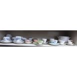 Decorative china teaware: to include Mintons and Crown Staffordshire cups and saucers OS8