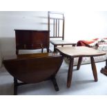 A mid 20thC rustically constructed mahogany and beech occasional table,