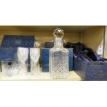 Boxed Stuart crystal pedestal wines with line-cut ornament;