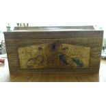 An early 19thC bleached rosewood tea casket of sarcophagus form with cast gilt metal lion mask and