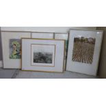 Five framed pictures: to include 'Lola Spafford' and 'Dog Rose' Limited Edition coloured etchings