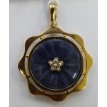 An 'antique' 9ct gold and engine turned grey enamel,
