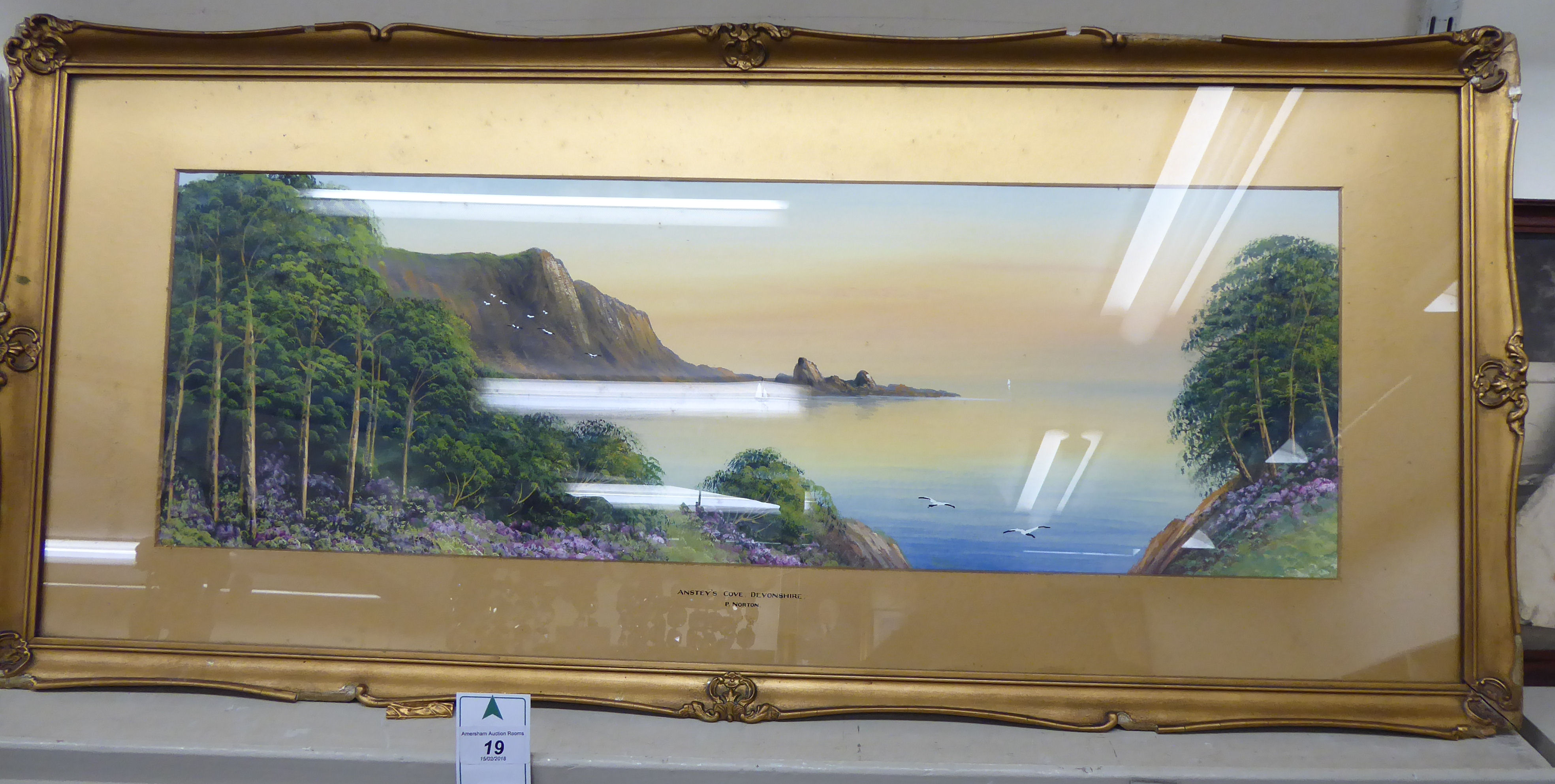 Attributed to Norton - 'Anstey's Cove, Devonshire' oil on board 9.5'' x 29.