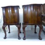 A pair of mid 20thC Queen Anne inspired figured and part crossbanded,