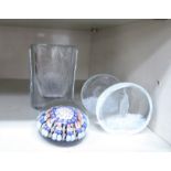 Four items of decorative glass: to include an oval vase,