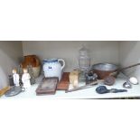 A mixed lot: to include a 1920/30s tinplate cigarette lighter,