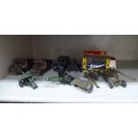 Ten Britains diecast military vehicles and artillery vehicles OS5