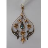 A 9ct gold Art Nouveau pendant,