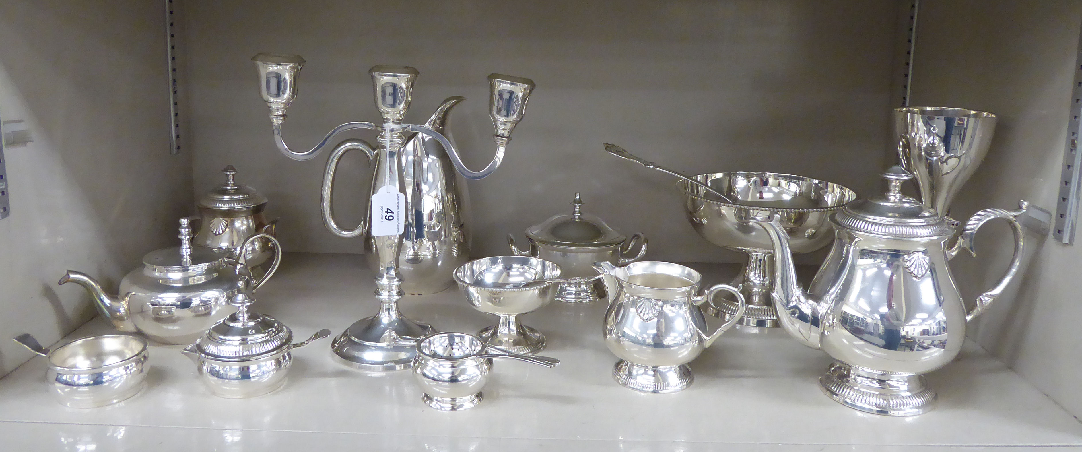 Silver plate: to include a three branch candelabra,