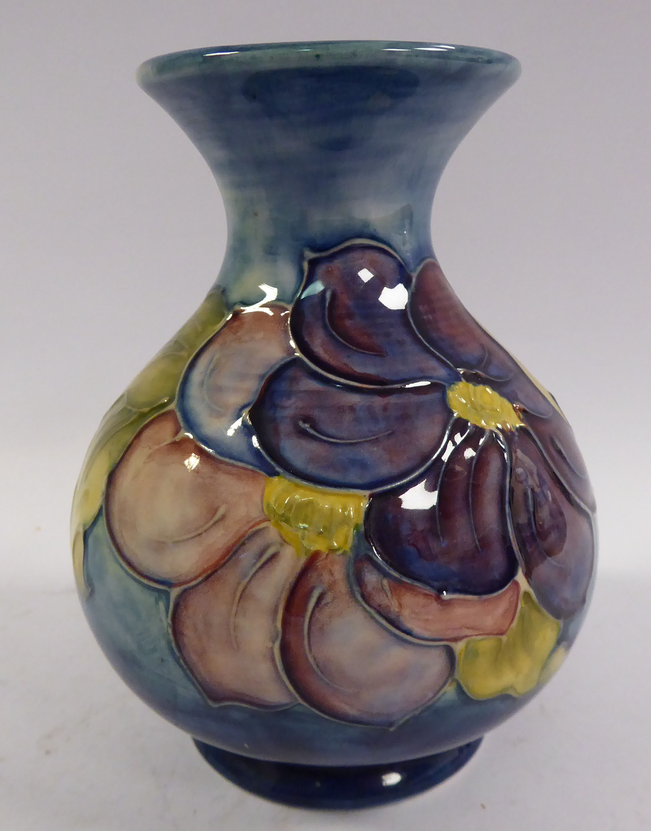 A Moorcroft pottery vase of bulbous form with a waisted neck and flared rim, - Image 3 of 5