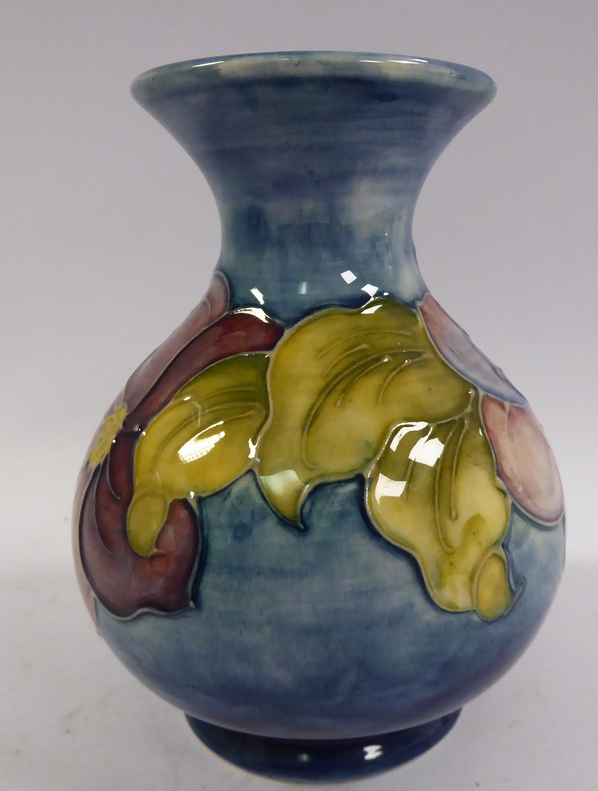 A Moorcroft pottery vase of bulbous form with a waisted neck and flared rim, - Image 2 of 5