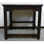 A 20thC Chinese stained rosewood framed table stool with a panelled and mitred solid top,