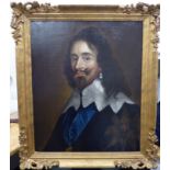 19thC British School - a head and shoulders portrait of Charles I oil on canvas 23'' x 19''
