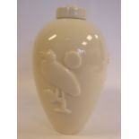 An early 1930s Royal Copenhagen ovoid shaped, ivory glazed porcelain vase,