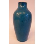 An early 18thC Chinese Kang-Xi turquoise glazed porcelain vase of baluster form with a narrow,