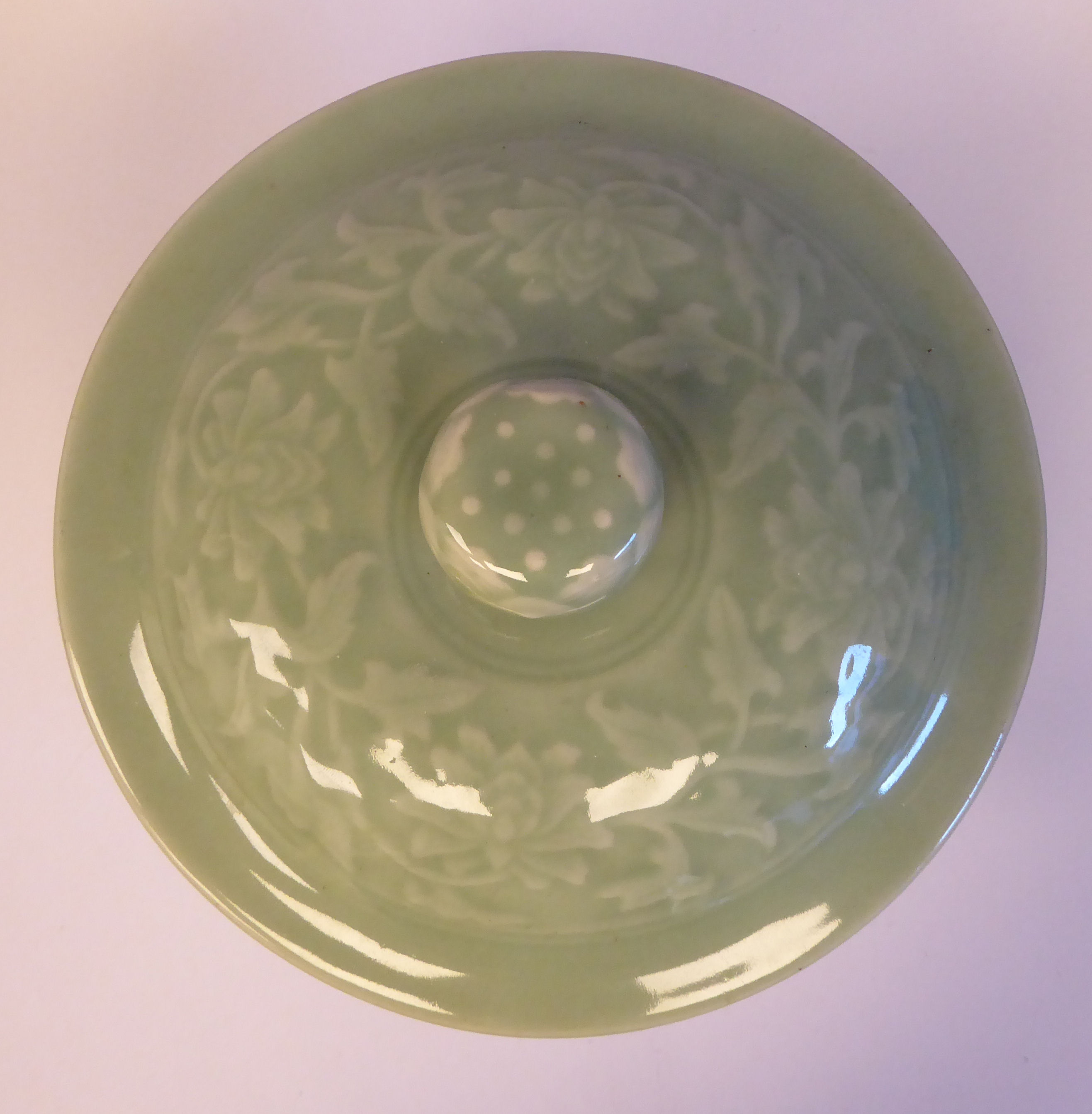 A 20thC Chinese celadon glazed porcelain pot of squat baluster form, - Image 4 of 7