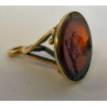 A 19thC gold coloured metal framed pendant seal,