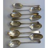 Nine various late 18thC silver tablespoons mixed marks