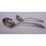 A pair of early Victorian silver fiddle pattern sauce ladles with oval bowls Samuel Hayne & Dudley