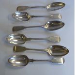 A set of six early Victorian silver fiddle pattern tablespoons Samuel Hayne & Dudley Carter