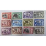 Postage stamps - twelve 1952 St Helena overprinted Tristan Da Cunha,