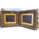 A Brauwer - a pair of tavern interior scenes oil on tinplate panels bearing signatures 6.