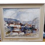 (Pino) la Vandera - a Mediterranean hillside town oil on canvas bears a signature & dated '64