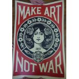 Shephard Failry (Obey) - 'Make Art Not War' print bears a pencil signature & dated '18 34'' x