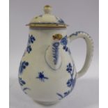 An 18thC Chinese porcelain wine kettle of ovoid form, having a domed cover, knop finial,