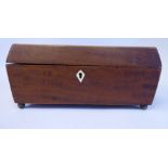 A Regency satinwood string inlaid workbox of sarcophagus form,